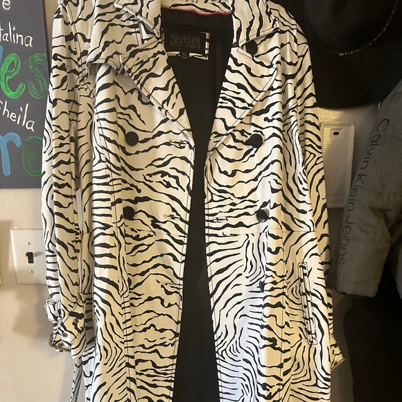 Wilson leather zebra print vintage trench coat